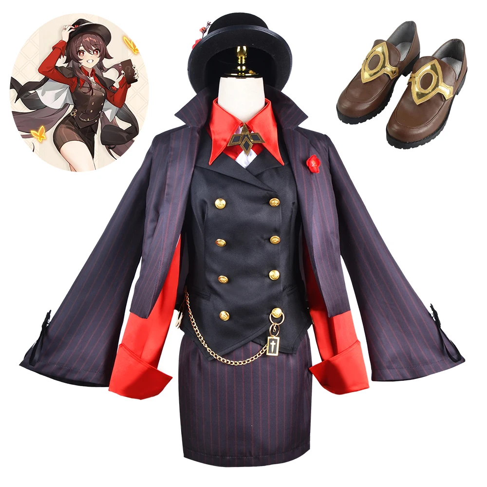 

Костюм Hutao, оптовая продажа, костюм для косплея Genshin Impact Hutao, полный костюм, Униформа с верхней шапкой, комплект для ролевых игр Hutao