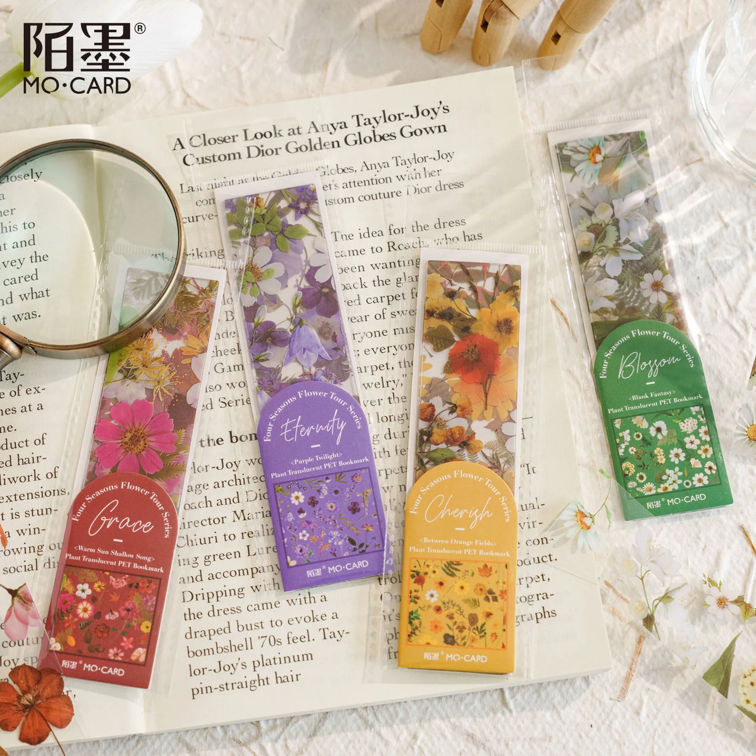 

5pcs/pack Seasonal Flower Series Bookmarks Translucent Index Decorative Bookmark Office Student Supplies Korean Stationery