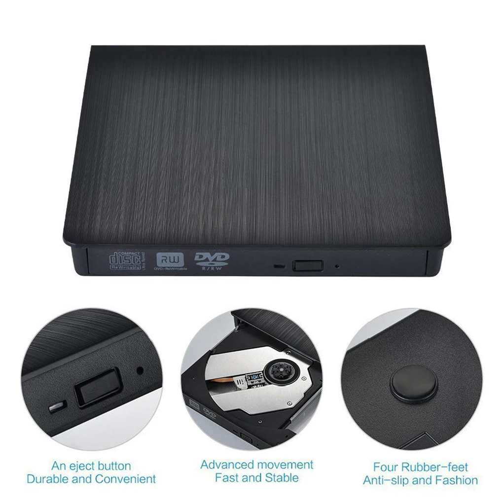 Портативный USB 3 0 DVD-ROM CD ROM Оптический привод Внешний ридер для настольного ПК