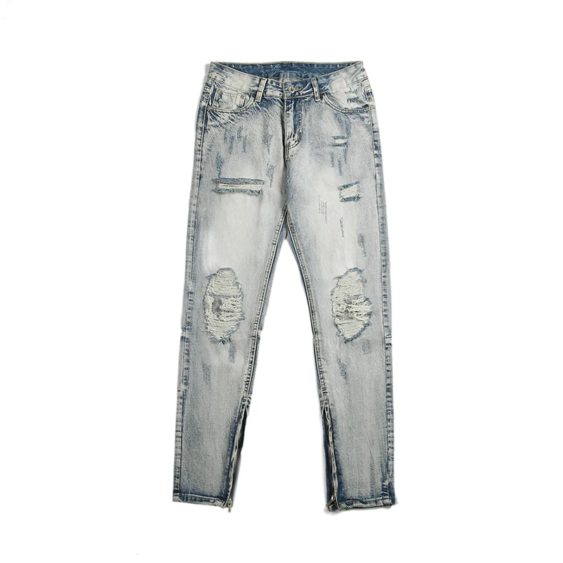 Men's Jeans Wide Leg Straight Jeans Ripped Street All-match Denim Trousers Men's Loose Casual Fashion Harajuku New Streetwear