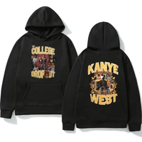 kanye west hoodie college dropout music album sweatshirts men women 90s vintage hip hop casual pullover autumn winter hoodies