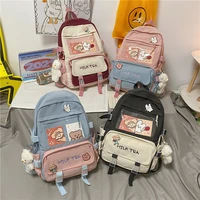 2022 womens backpack candy color buckle badge fashion cute schoolbag shoulder student bag teenage girl college school backpacks