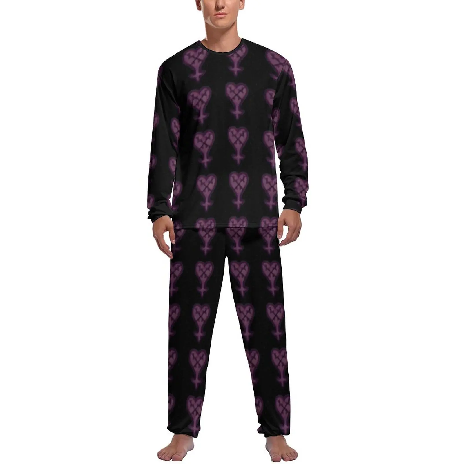 Kingdom Hearts Pajamas Long Sleeves Cosmic Heartless 2 Pieces Leisure Pajamas Set Daily Male Graphic Fashion Nightwear