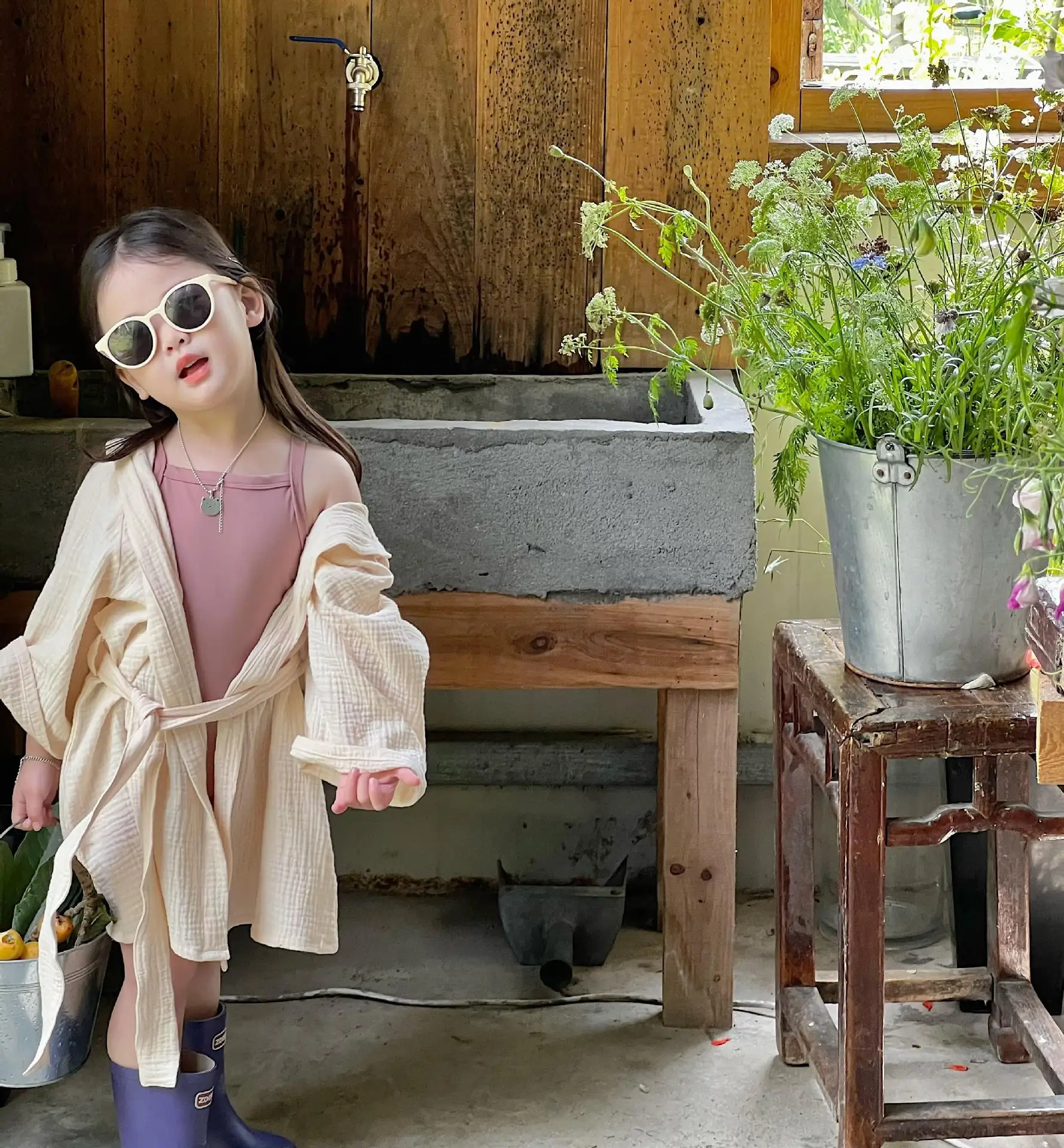 Robe Cute Soft Linen Cotton 4 Seasons Clothing Sleepwear