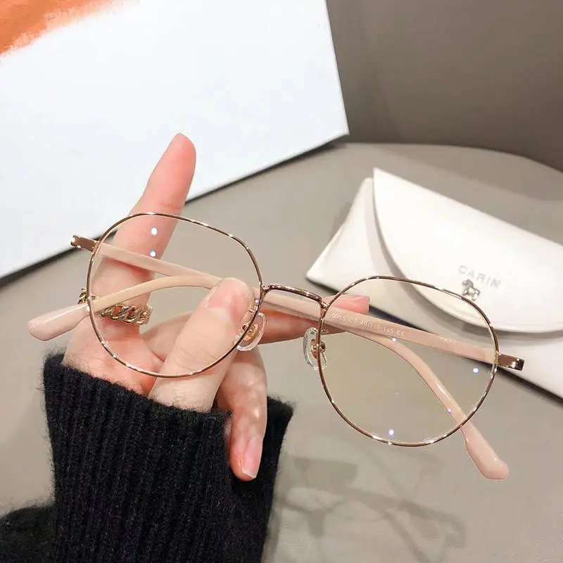 

Men And Women Retro Fashion Square Anti Blue Light Oval Metal Computer Glasses Reading And Playing Games To Protect Eyes 2023