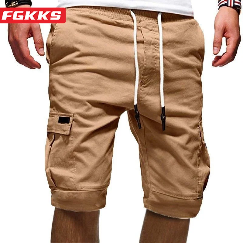 

FGKKS 2023 Outdoor Casual Pants For Men Large Pocket Slim Five-Point Beach Pants High Quality Design Casual Pants For Men