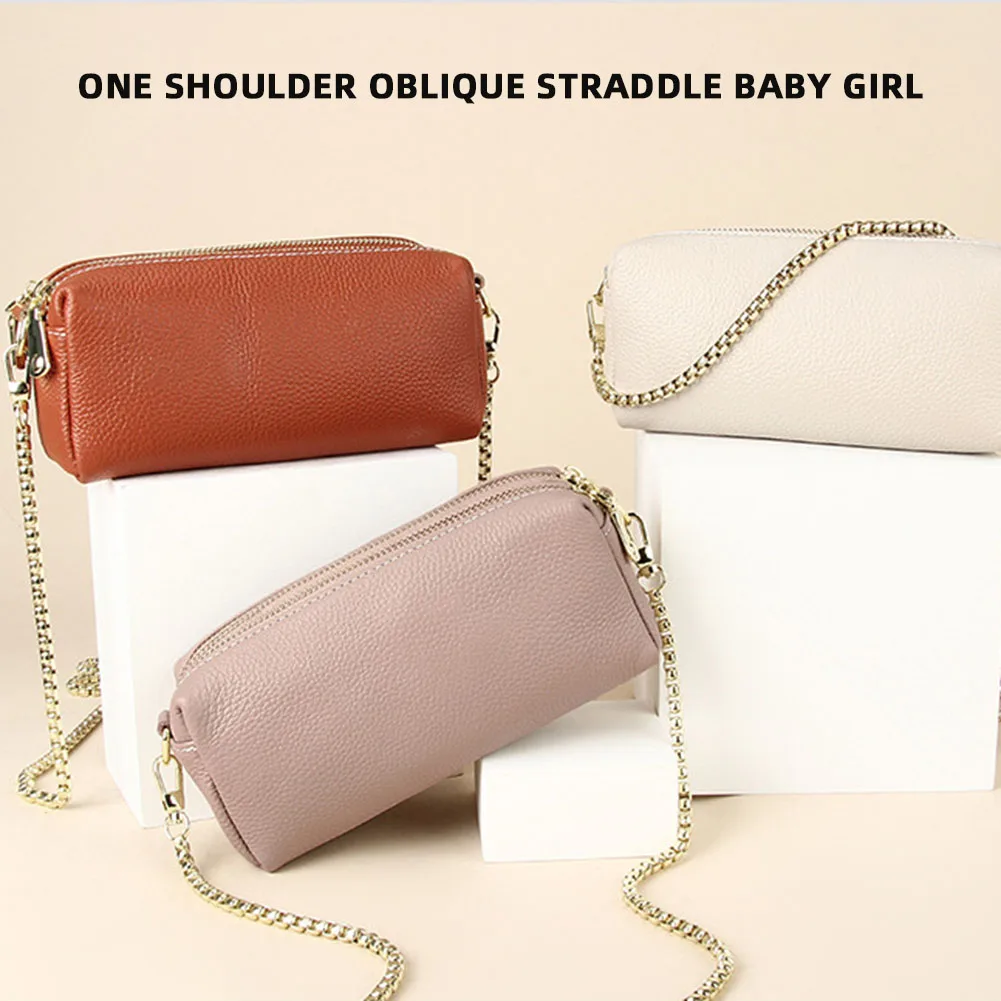 Monedero Women Fashion Chain Bag Head Layer Cowhide Pillow Bags Large Cpacity All-match Money Pouch Design Suitable For Dating