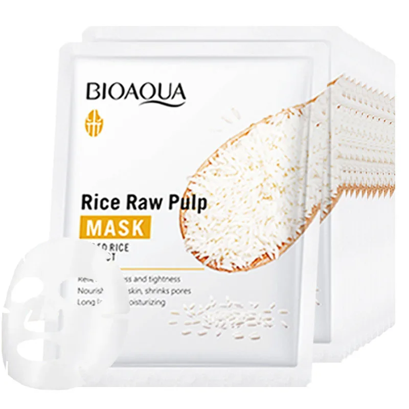 

10pcs BIOAQUA Rice Raw Pulp Facial Masks skincare Moisturizing Anti-wrinkle Anti-Aging Face Mask Sheets Mask Korean Skin Care