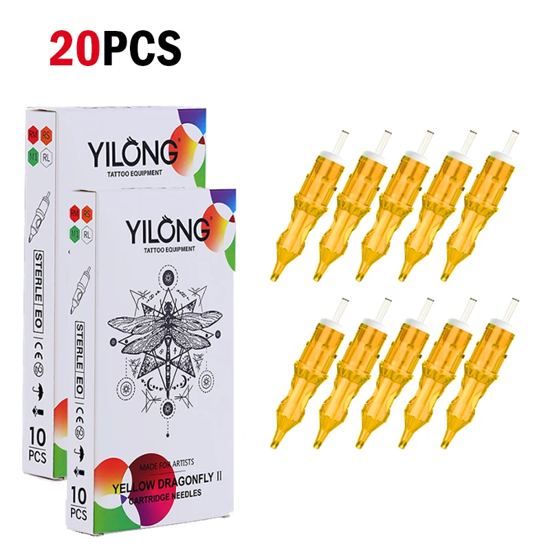 Фото YILONG 20 шт. иглы для тату-картриджей с круглым лайнером, смешанные иглы для татуировки RL RS M1 RM, иглы для татуировки для перманентного макияжа для ручки для татуировки №1