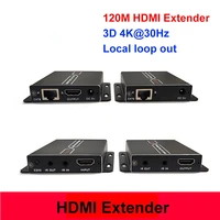 4k hdmi extender ir 120m hdmi extender rj45 hdr hdmi extender transmitter receiver over cat5ecat6 cable for ps4 with loopout