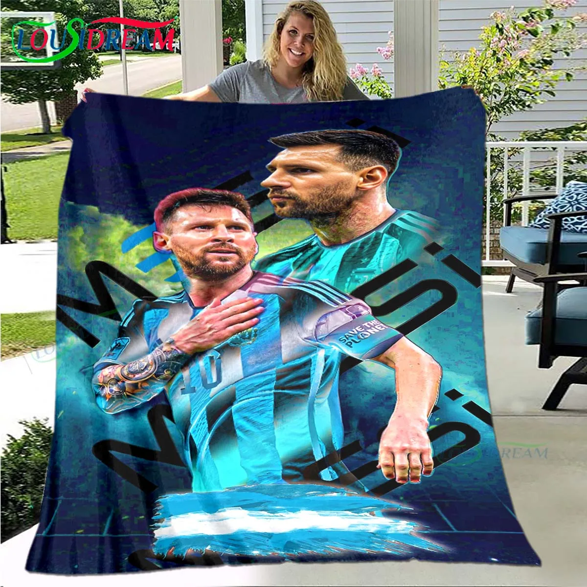 Фланелевое тонкое одеяло Football Star R-Ronaldo M-Messi M-Mbappe, портативное одеяло для дома, путешествий, офиса, обеденного перерыва, подарок (art.: 3920ce26ea5ee) - 3920ce26ea5ee