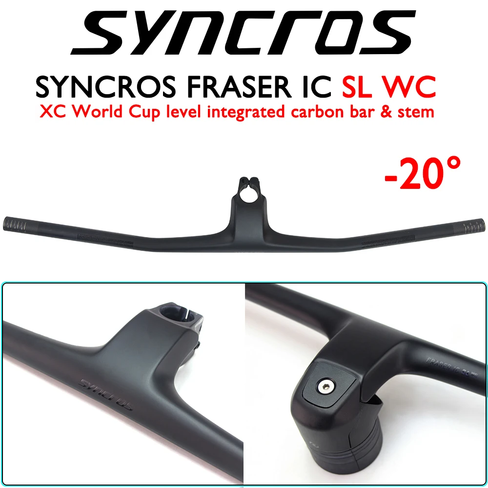 Syncros Full Carbon Fiber FRASER IC SL WC MTB Bicycle Integrated Handlebar With Stem -20° 70/80/90/100mm*740mm Bike Accessories