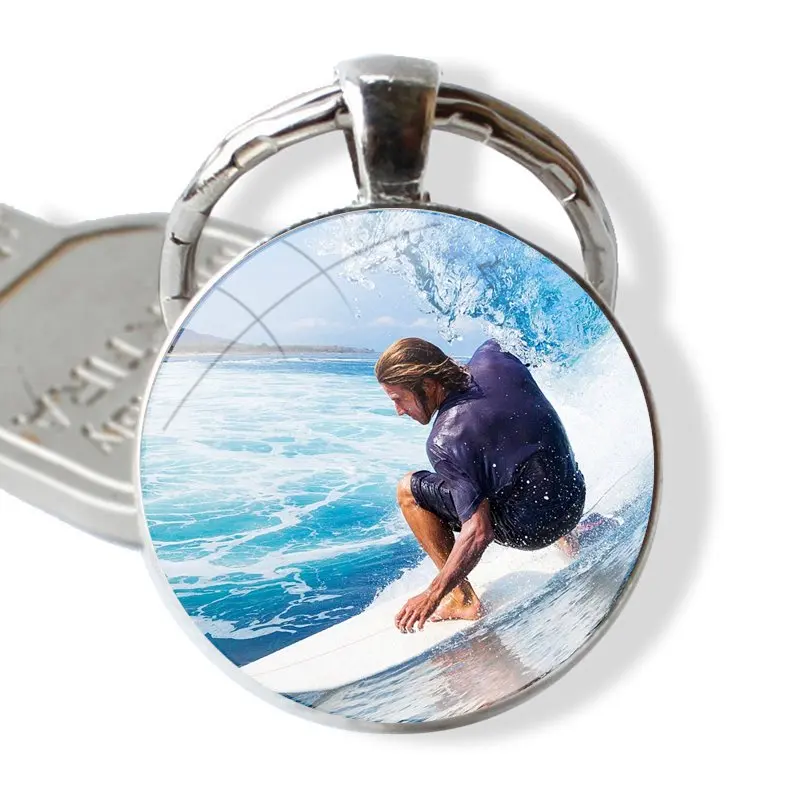 Стеклянный брелок Cabohcon диаметром 25 мм для серфинга ювелирный подарок