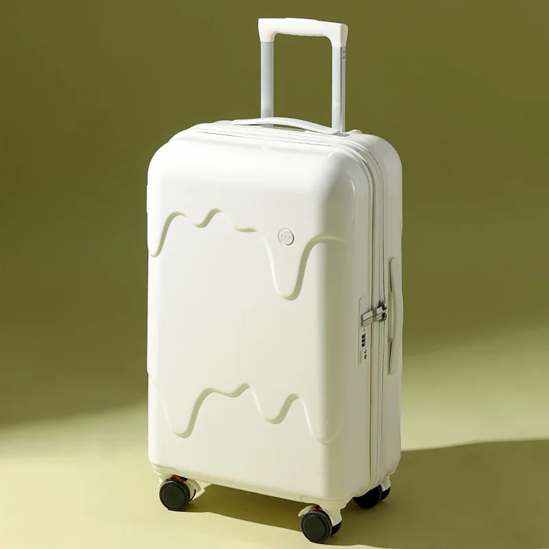 Suitcases on Wheels Ultra-Light Luggage Female 26-Inch Universal Wheel Multi-Functional Ice Cream Trolley Case USB with