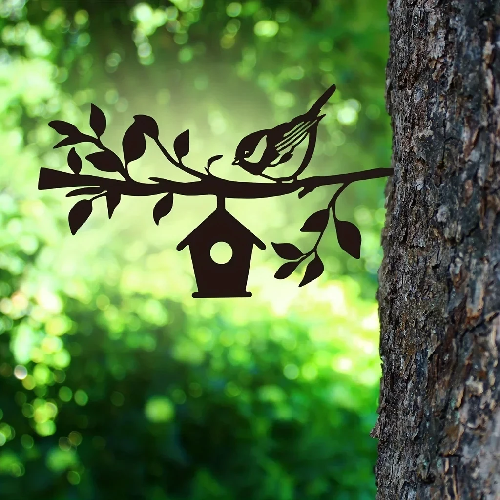 Ddpnkl Металлический Силуэт Садовый Кол Художественное Украшение Двора Дерево