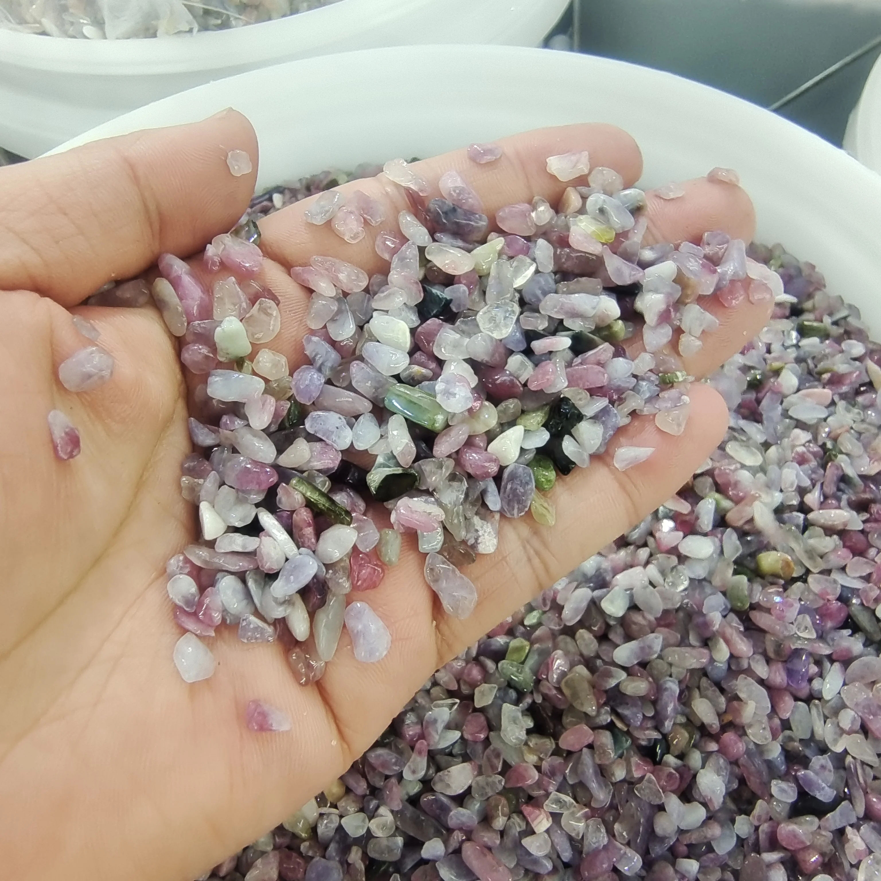 

4-6mm 1000g Natural Colored Tourmaline Gravel Degaussing Stone Aquarium Landscaping Decoration Healing Crystal