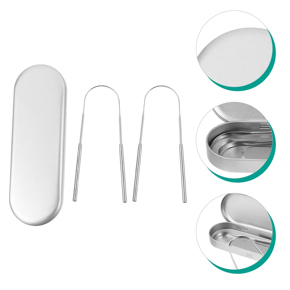 

2Pcs Stainless Steel Tongue Scraper Practical Tongue Cleaning Scraper Tools