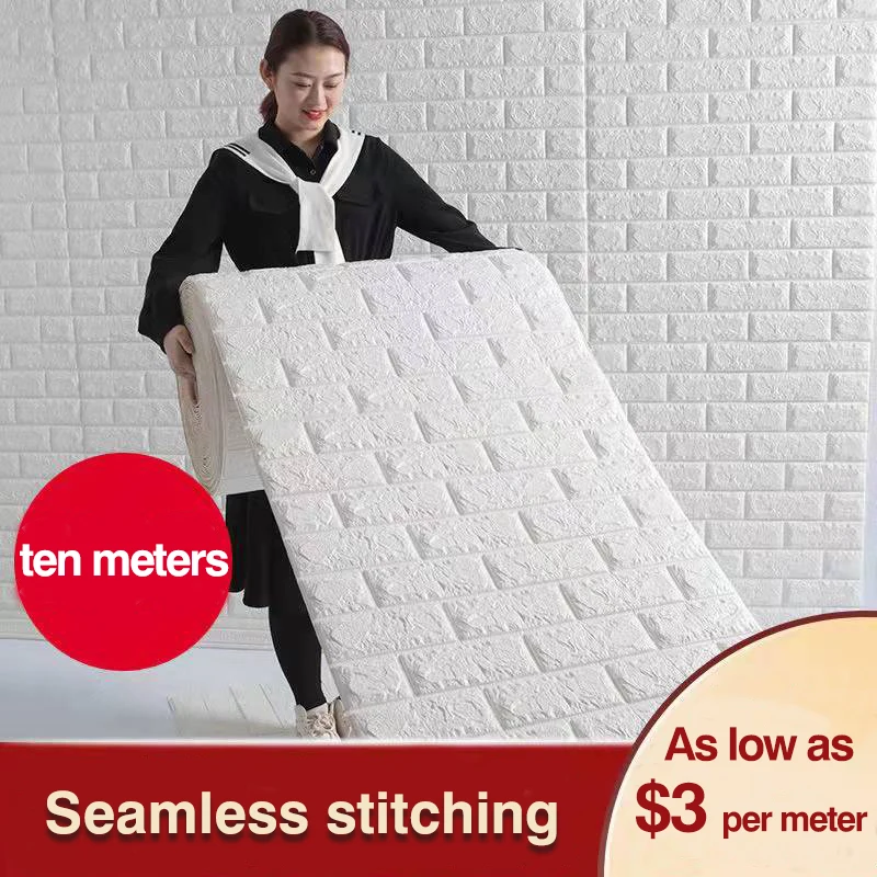 

3D Self-adhesive Continuous Sticker Waterproof Brick Pattern Wallpaper Bedroom Shop Old Wall Renovation Decor Wallpaper 70cm*1m