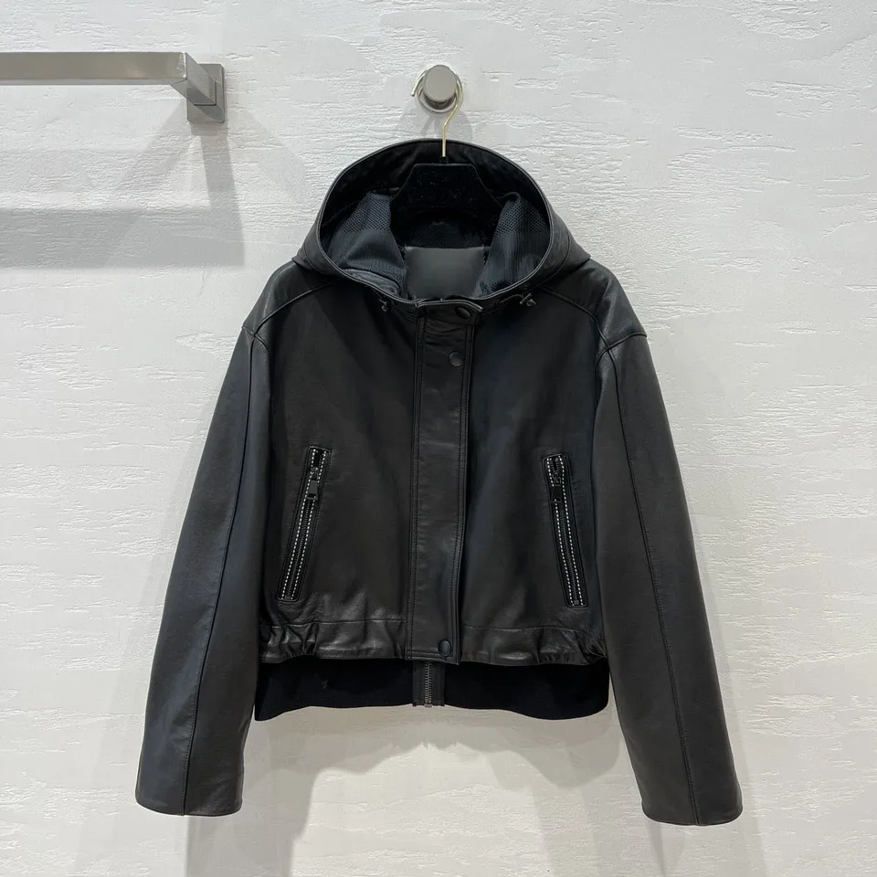 

Jacket A-shaped version hooded drawstring design casual fashion 2023 autumn new style 0402