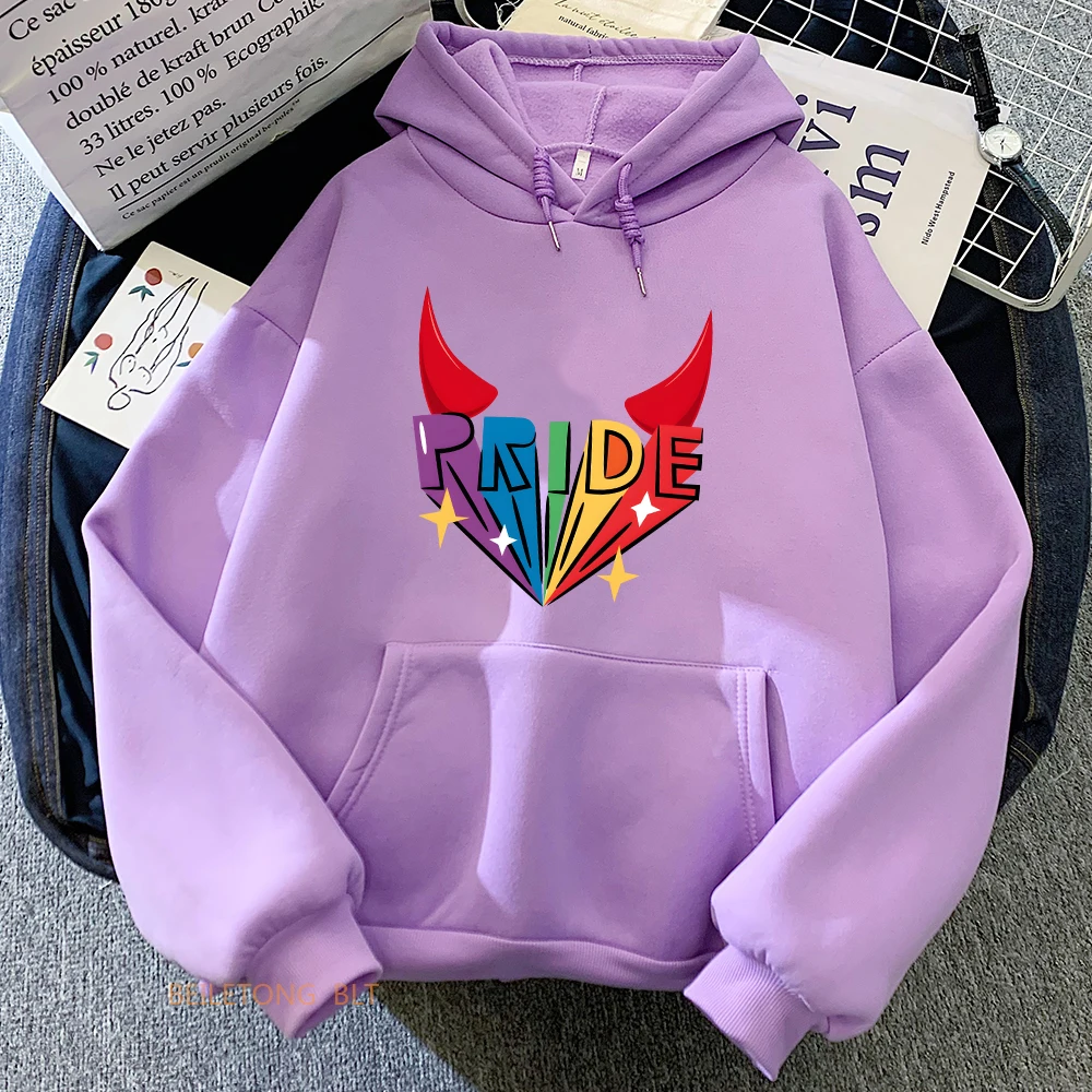 

Pride Month Demon Hoody Women/men Aesthetic Pullover Autumn Casual Sweatshirt Cartoon Print Hoodie Regular Slight Strech Clothes