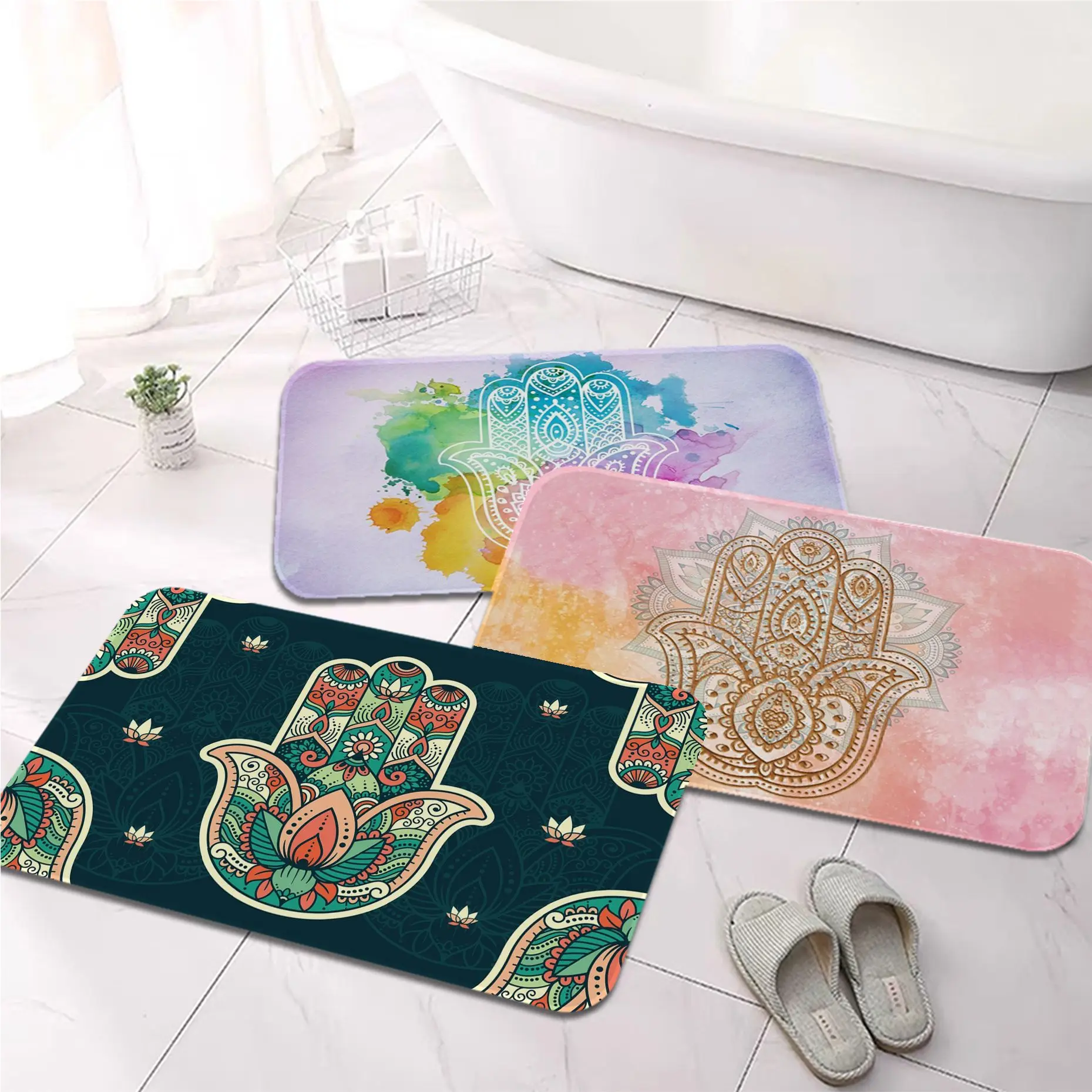 

Lucky Hand Psychedelic Floor Carpet Rectangle Anti-slip Home Soft Badmat Front Door Indoor Outdoor Mat Welcome Rug