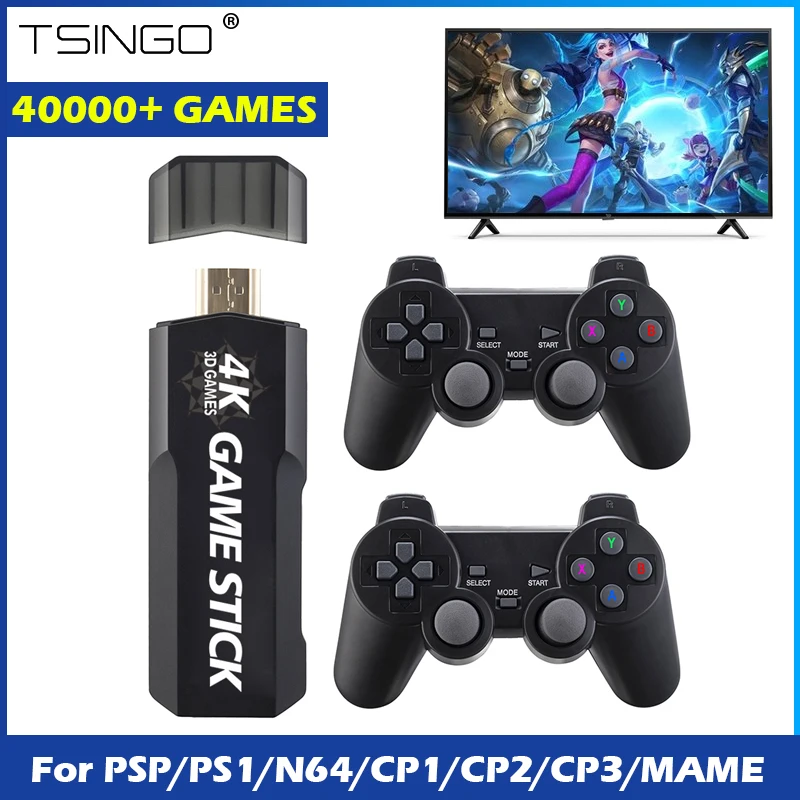 

Игровая консоль TSINGO 4K HD GD10, 40000 игр, 128 ГБ, 2,4 ГБ, двойной беспроводной контроллер S905X CPU для PSP/PS1/MAME/FC