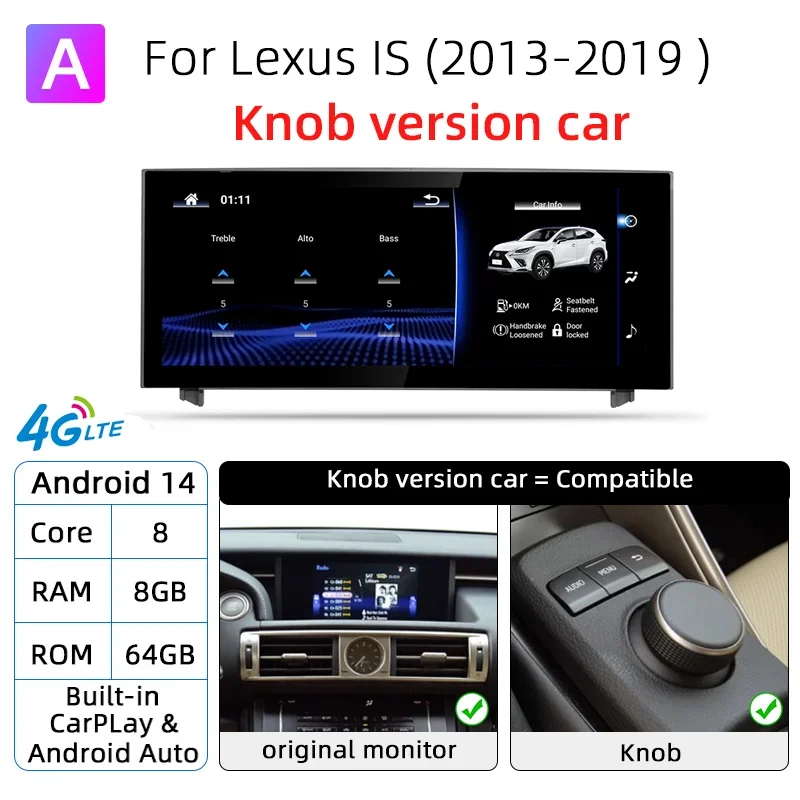 

Автомобильный радиоприемник Android 14 для Lexus IS RC 200 250 300 350 200t 300h 2013-2019 128 ГБ Мультимедийный видеоплеер CarPlay Авторадио 4G