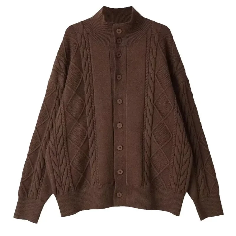 Осень-зима 2024 вязаный кардиган мужской свободный крой универсальный теплый