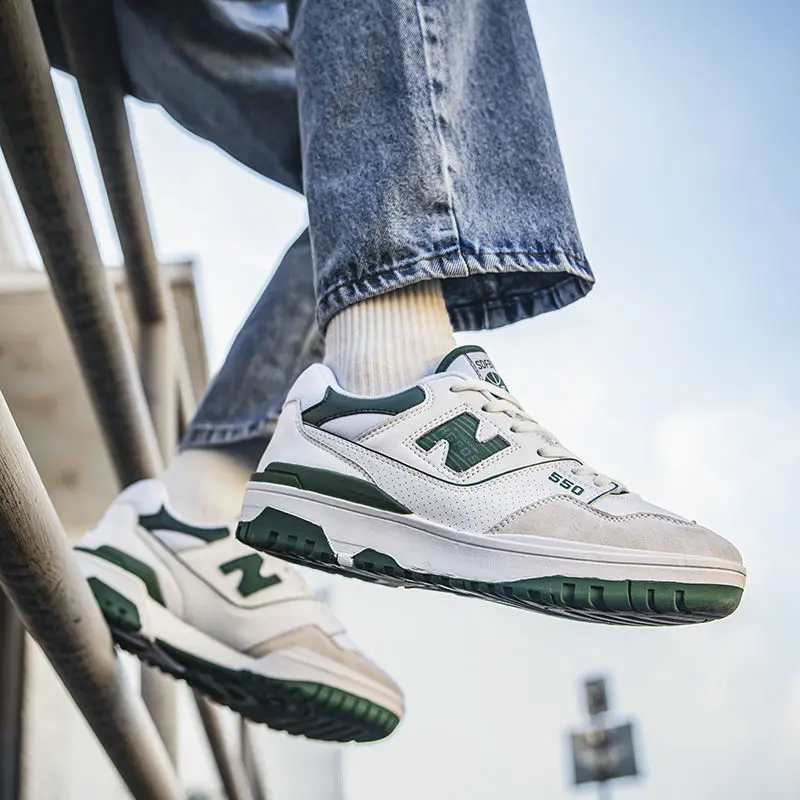 New BOLUNE 550 N-word Running shoes Men and women White sneakers mixed color star shoes Green blue white matching shoes gift