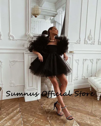 Pink Tulle Mini Prom Dresses Strapless Pleats Sexy Evening Gown A Line Short Graduation Dress 2022 Summer Girl Party Gowns