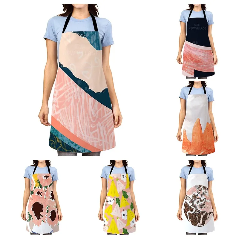 

Кухонные фартуки для женщин, льняные нагрудники, фартук для домашней уборки, домашний водонепроницаемый фартук для поваров, для приготовле...