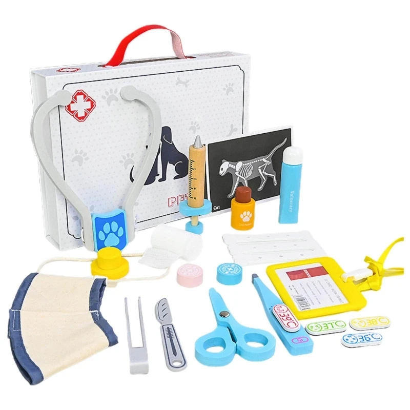 

Kid Veterinarian Set Vet Clinic and Doctor Kit for Kids Playset Hospital Doctor Medical Pretend Role Play Toy Dog Cat-