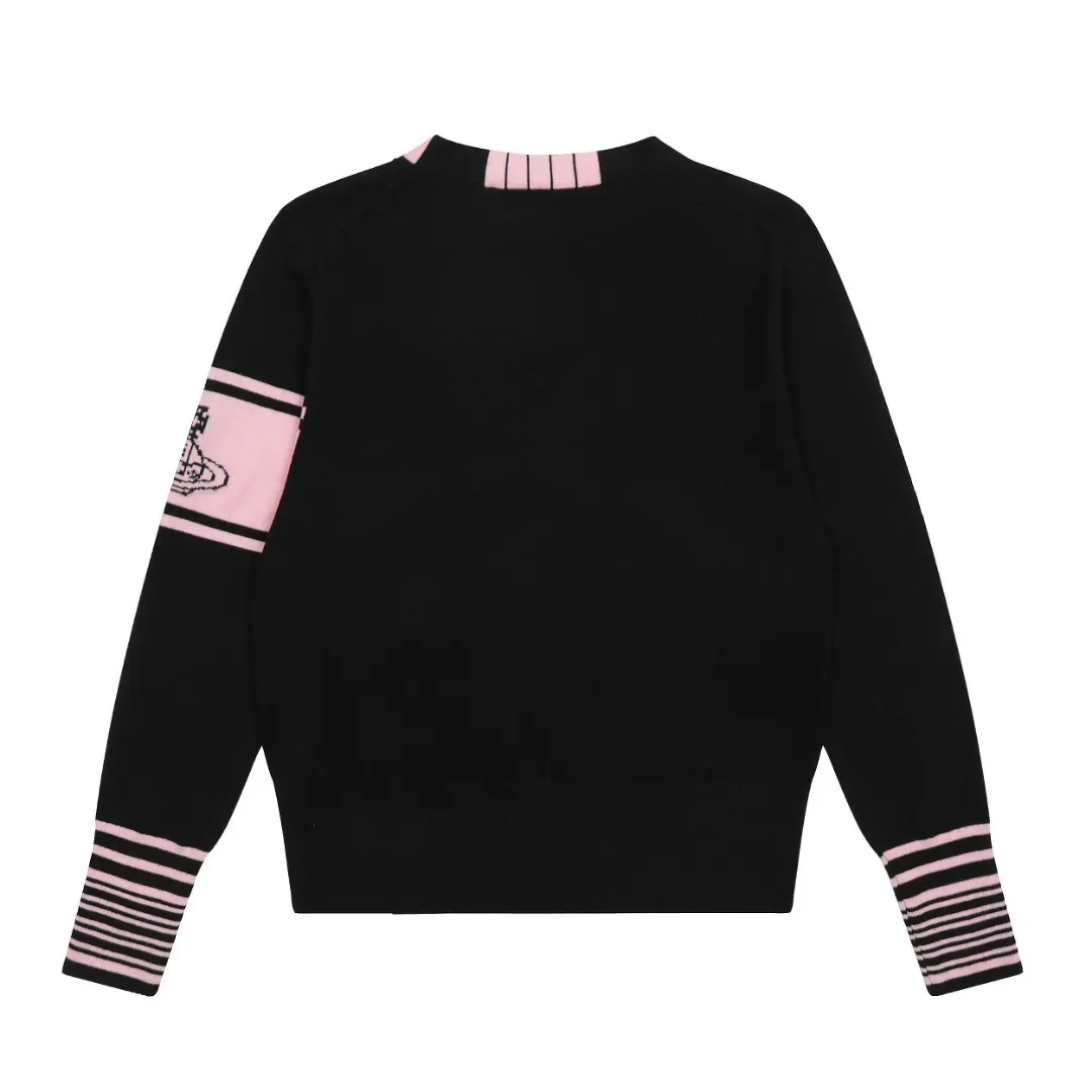 Женский жаккардовый кардиган с V-образным вырезом в полоску