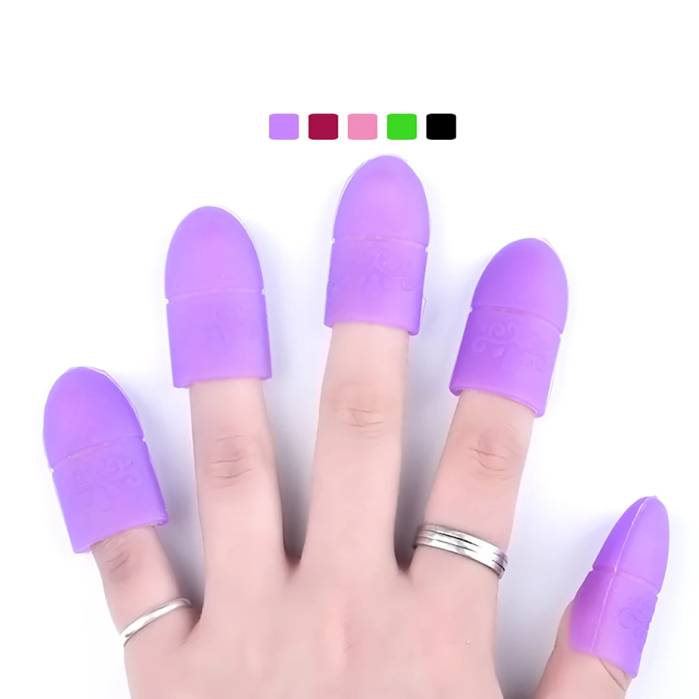 

5pcs/set Nail Polish Remover Cover Silicone UV Gel Cleaner Finger Cap Reusable Manicure Tools Salon Accessories Nail Art