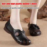 womens leather soft bottomed mid aged mom shoes
