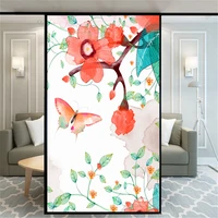 privacy window film no glue decorative glass covering static cling frosted flower butterfly window stickers for home decor