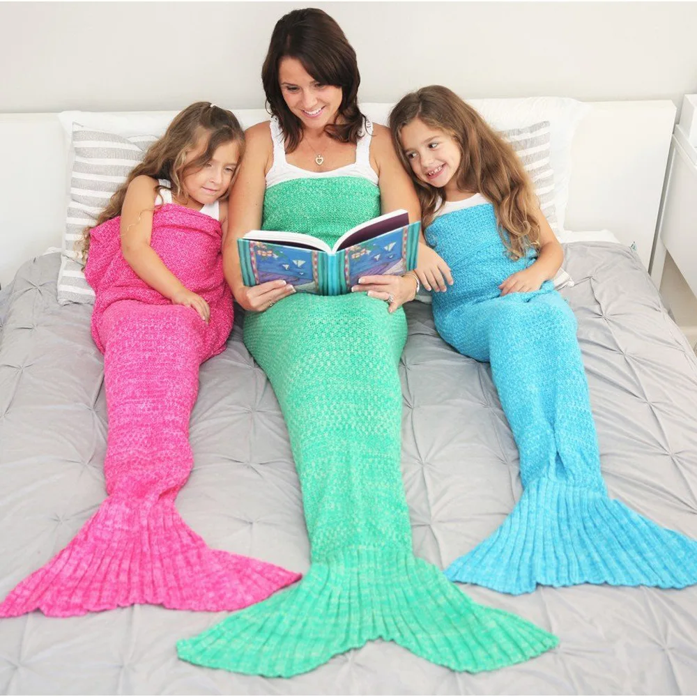 

Mermaid Tail Blanket Blanket Super Soft Fish Anime Blanket Knit Sofa Cashmere Felt Girls Warm Nap Blanket Gift Blankets for Beds