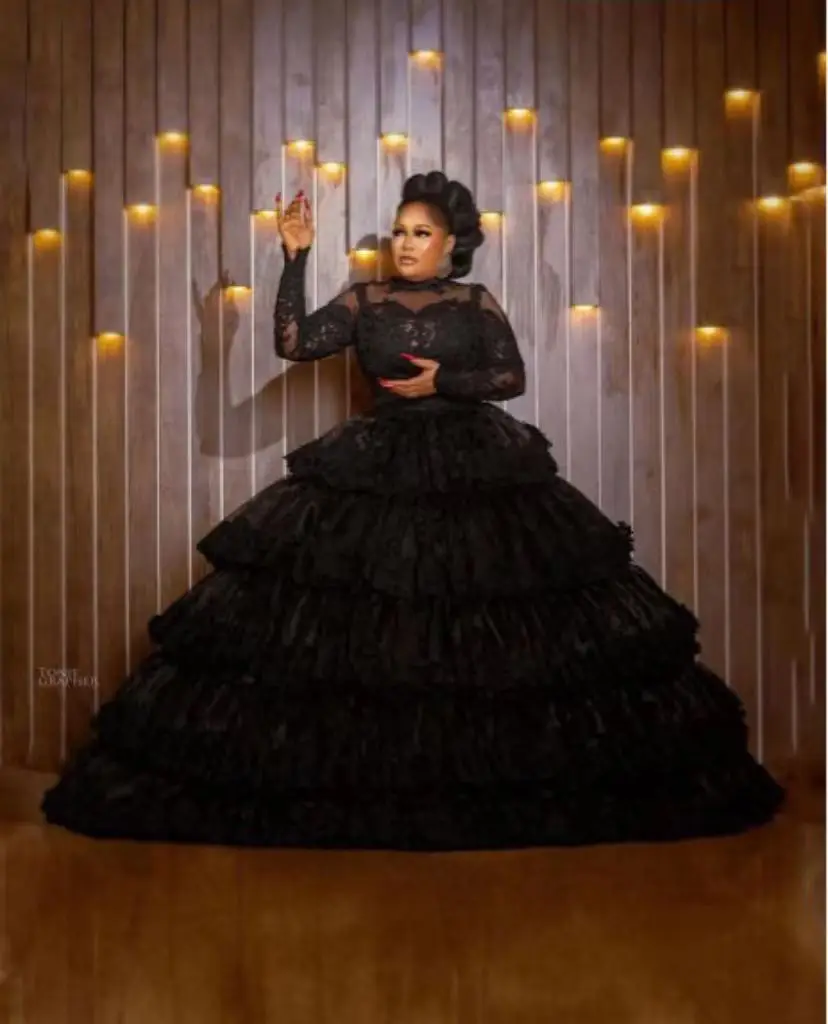 

black mother daughter party dress ball gown long sleeve mom kids matching celebrity dresses custom