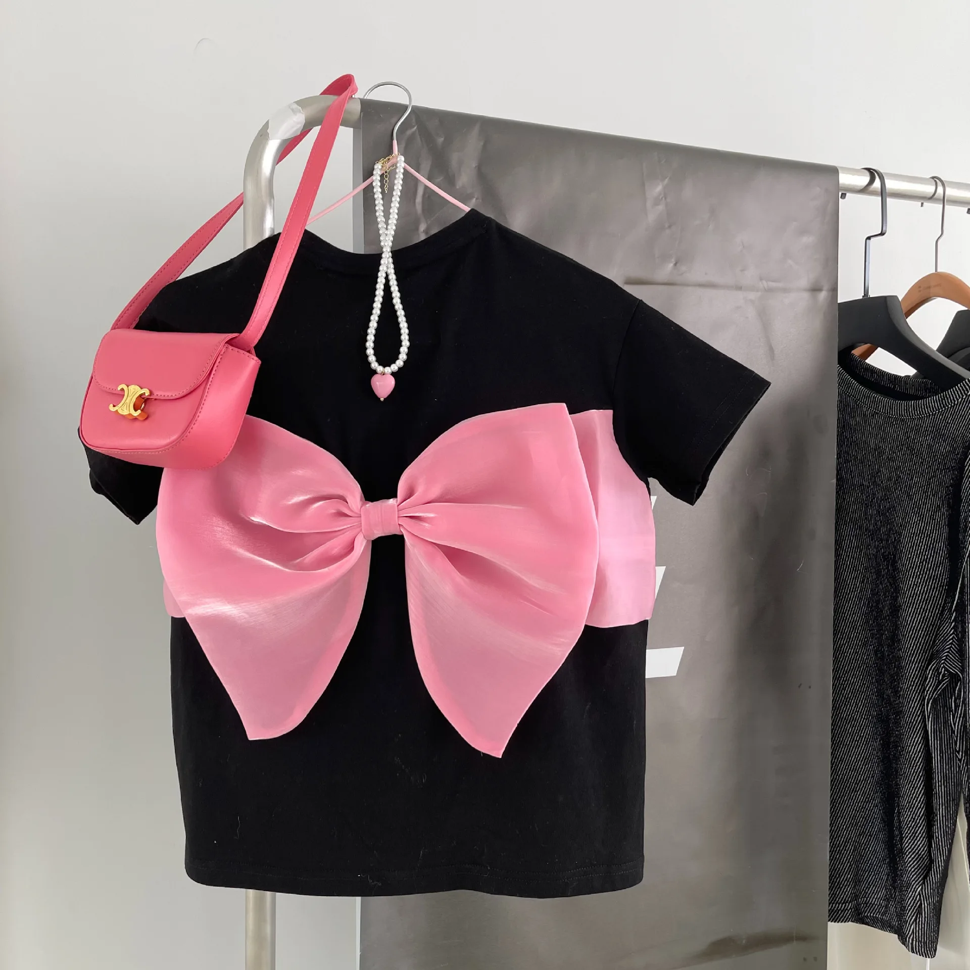 

Summer girls bow T-shirt skirt children's wear 2022 new women's short sleeved dress 4-65