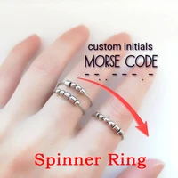 custom morse code fidget spinner rings for women lover couple letter ring anti stress anxiety ring friendship jewelry gift