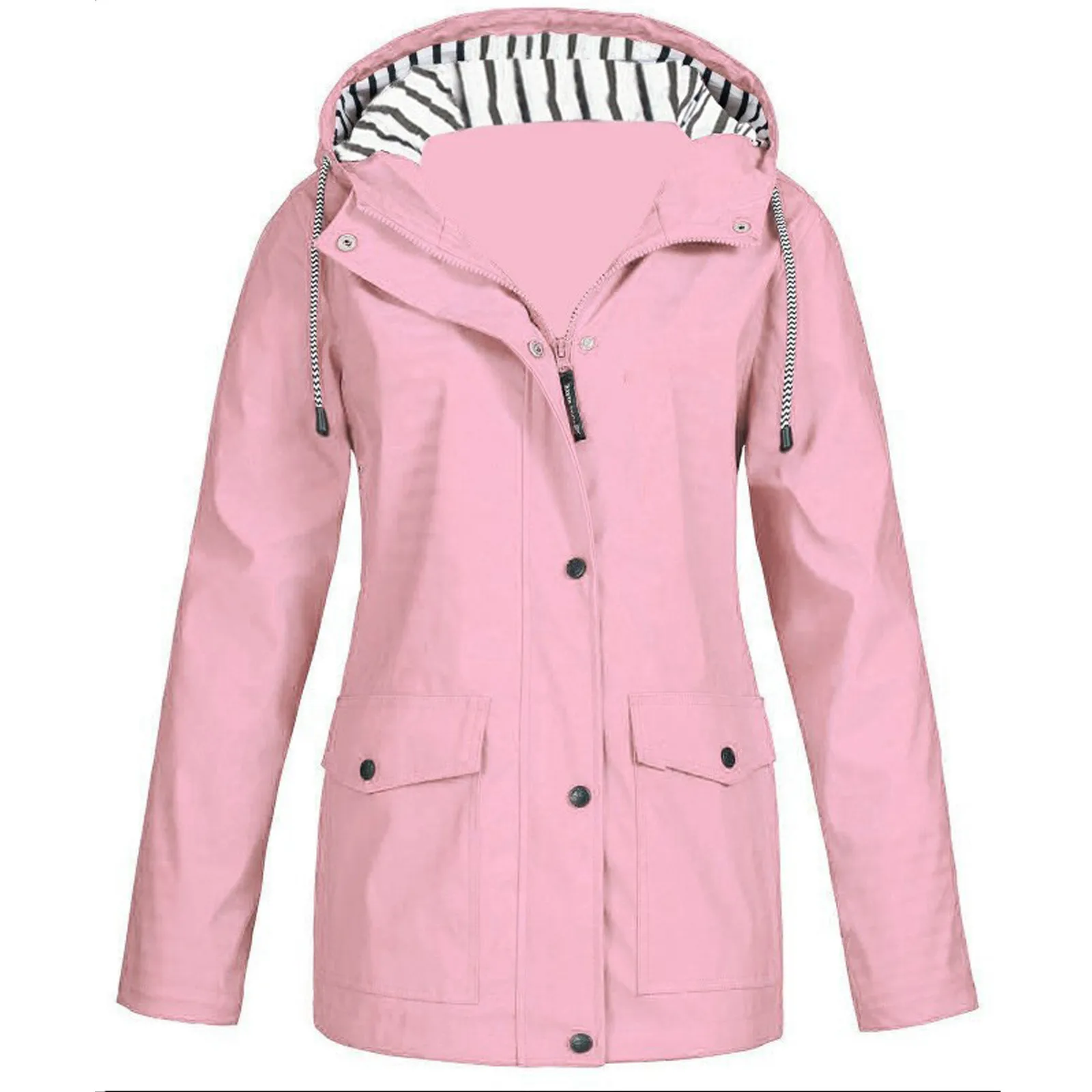 Модная легкая куртка от дождя с капюшоном и длинным рукавом на молнии ветровка