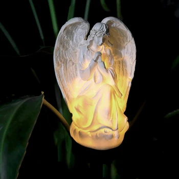 Garden Stake Light Waterproof Crafts Yard Landscape Lamp Resin Garden Solar Angel Sculpture Wings Angel for Garden Balcony Yard 4