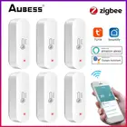 Датчик температуры и влажности Tuya для умного дома, комнатный гигрометр Zigbee с монитором в режиме реального времени, термометр, детектор через Alexa Google