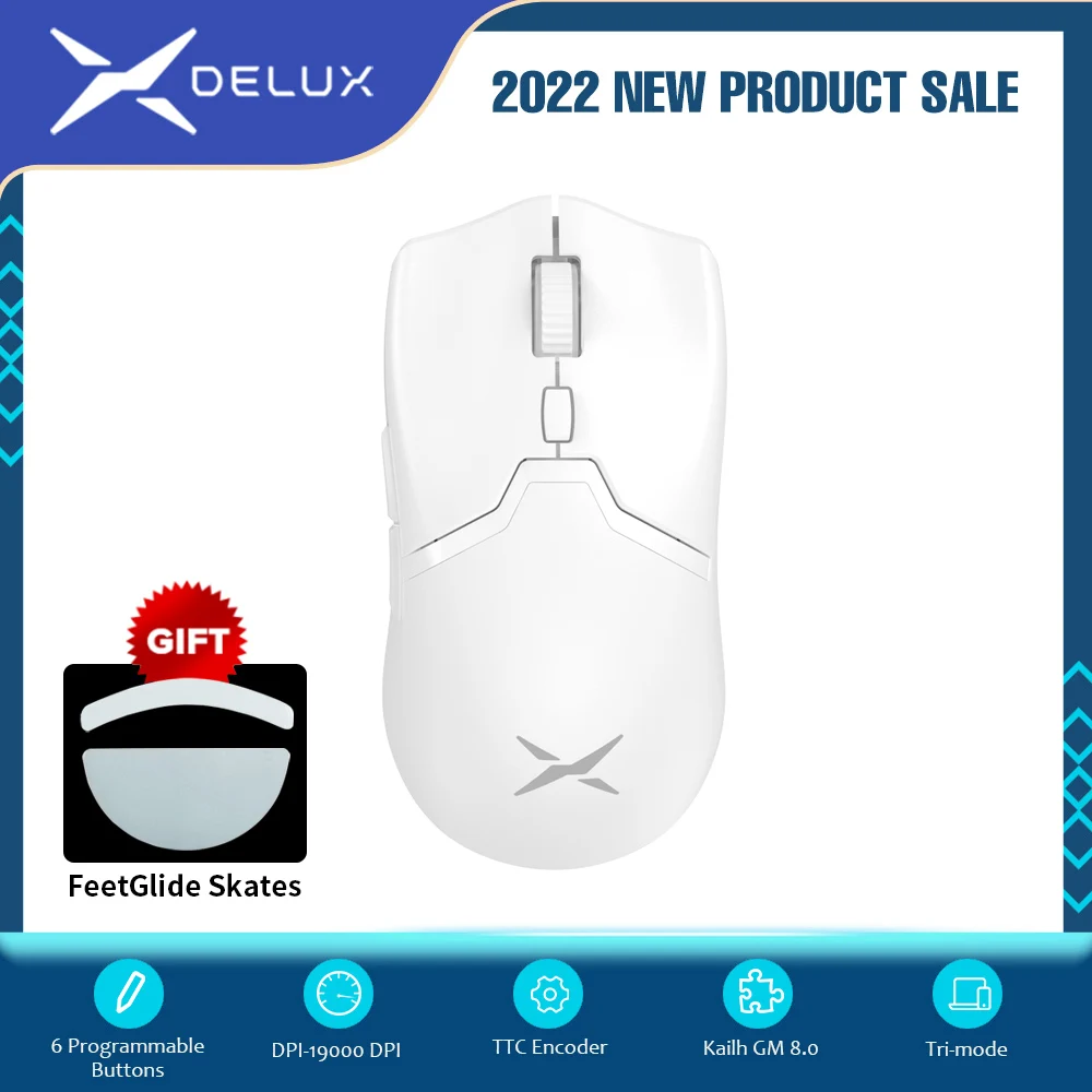 Delux M800 PRO PAW3370 белая Беспроводная игровая мышь Проводная программируемая