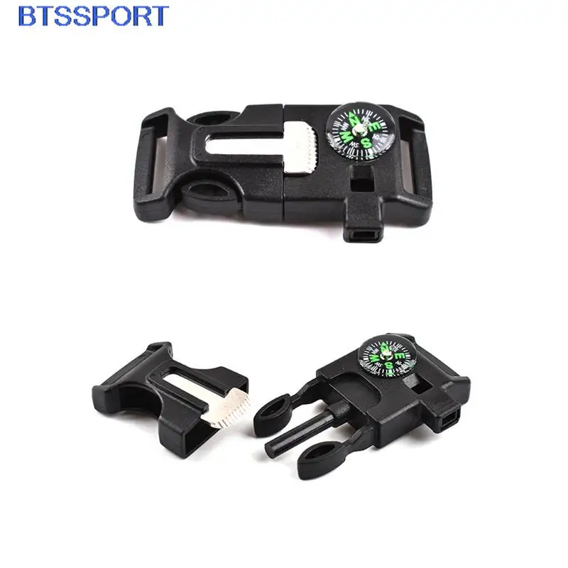 

1pc Emergency Survival Whistle Buckle with Compass for Outdoor Camp Paracord Bracelet Backpack Strap Bag Accessories