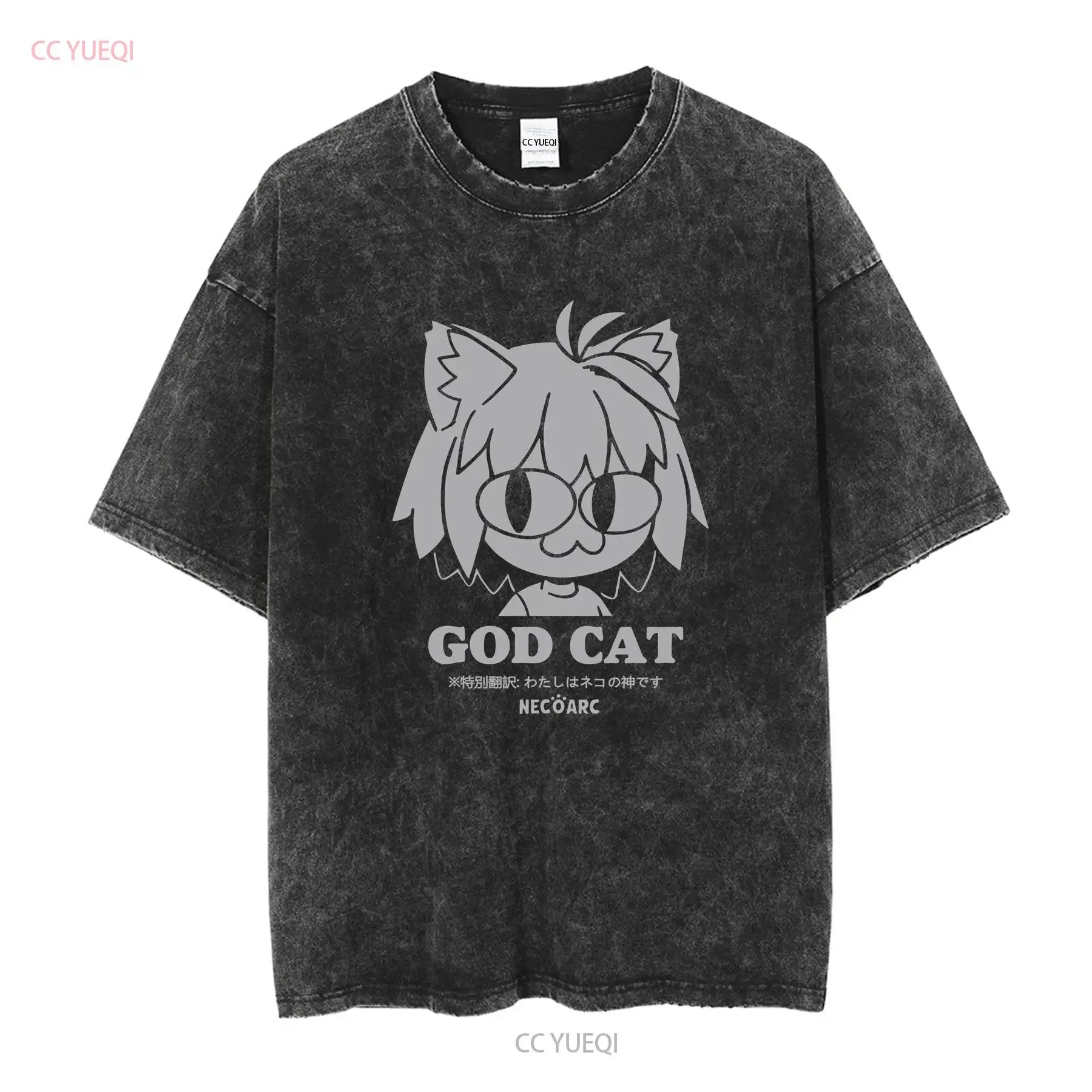 Фото COSPA Tsukihime Кусок синего стекла луна GOD CAT Neko Arc Футболка ЧЕРНАЯ M винтажная стираная мужская дизайнерская одежда Растянутая №2