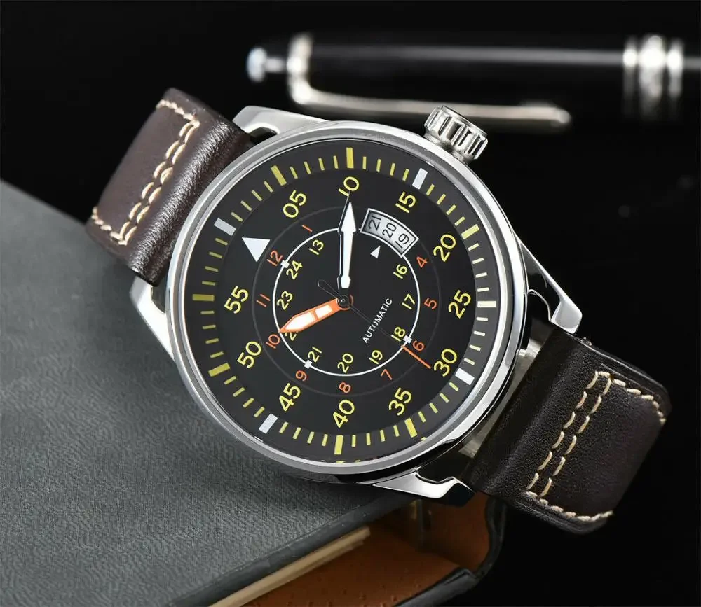 Автоматические механические часы Bliger 44 мм стерильный циферблат сапфировое