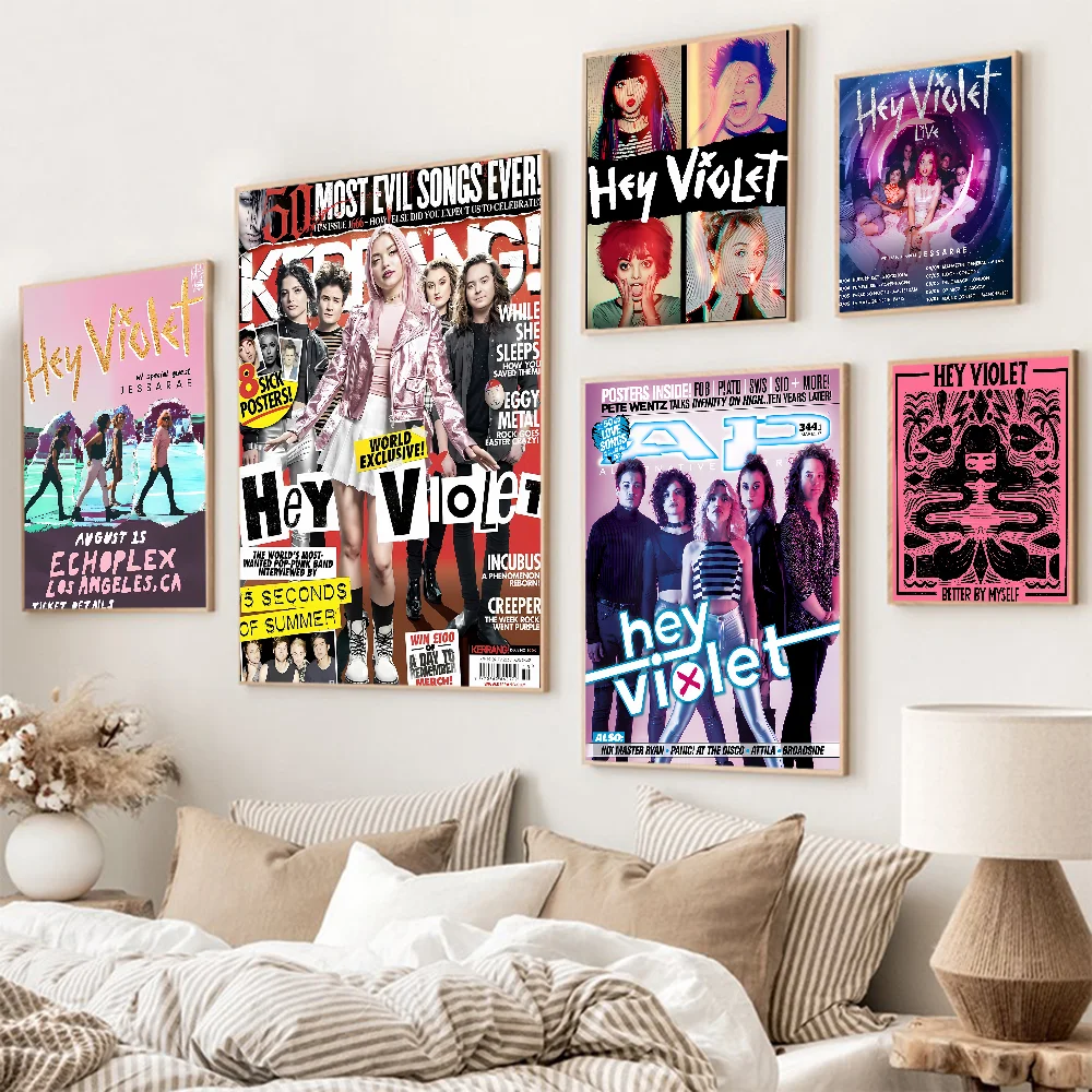 H-Hey V-фиолетовые винтажные постеры липкие белые бумажные принты художественные