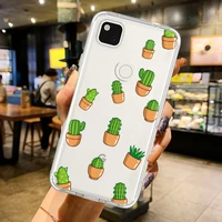 cactus phone case for google pixel 4 4xl 4a 5g 5 5a 5g 3 3xl 3axl transparent silicone soft tpu fruit cover protection shell