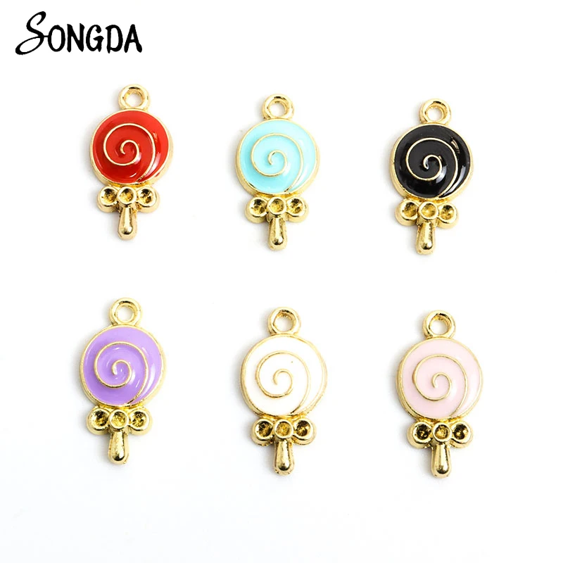 

20Pcs/lot Enamel Cute Lollipop Charms for Pendant Necklace Keychains Earrings DIY Jewelry Makings Handmade Findings Accessories